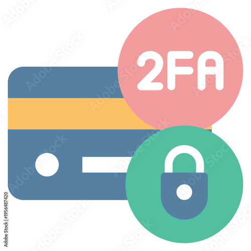 credit card 2fa verify identity privacy protection security flat style icon