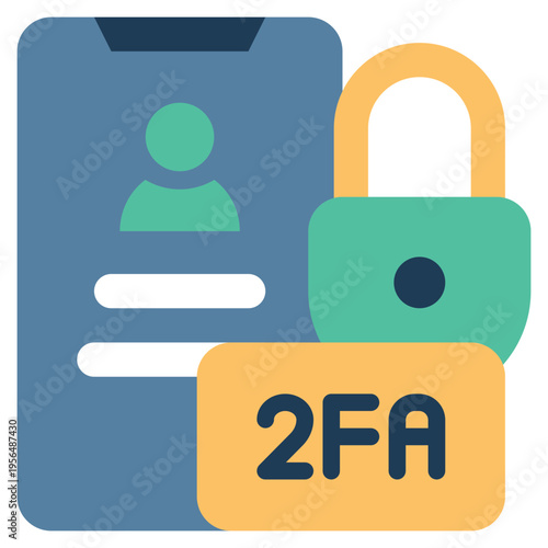 2fa otp number lock personal privacy protection flat style icon