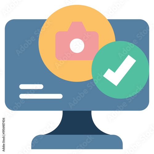 computer camera request allow accept check privacy protection security flat style icon