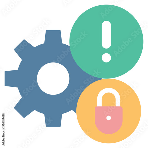 gear system setting alert attention privacy protection flat style icon