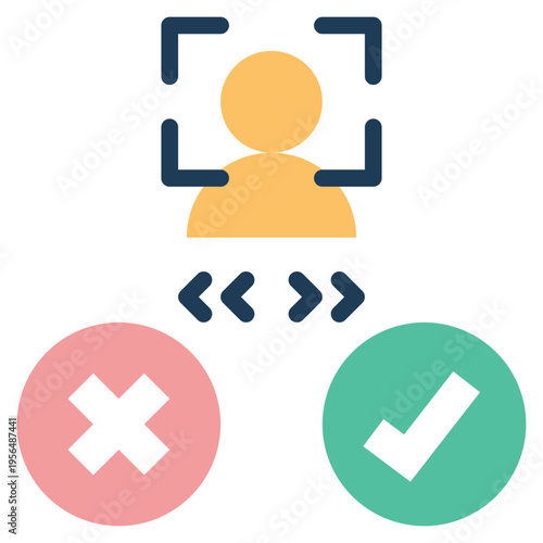 face scan check cyber online security privacy protection flat style icon