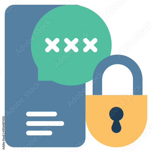 key lock protection secure privacy cyber flat style icon