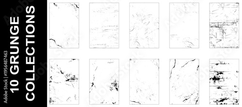 Collection of ten Grunge overlay texture. Old dirty concrete background with cracks and scratches. 