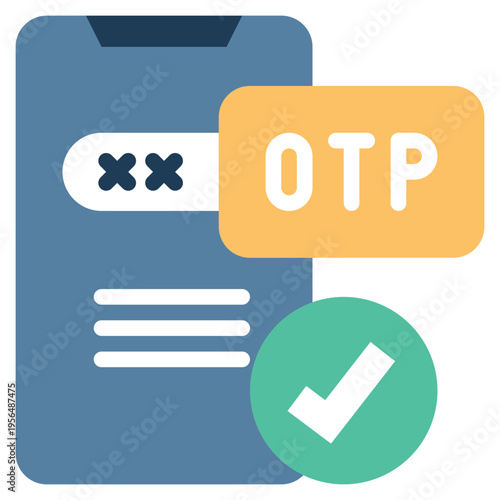 mobile otp number check 2fa verify identity privacy protection flat style icon