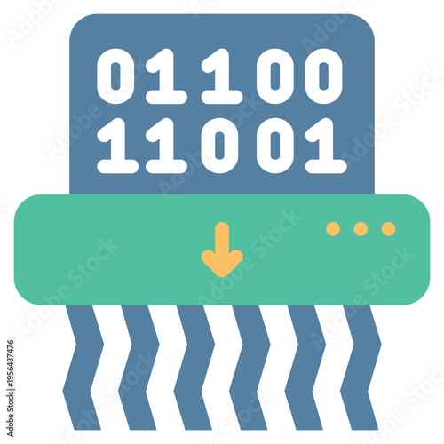 paper document report destroy binary code protection flat style icon