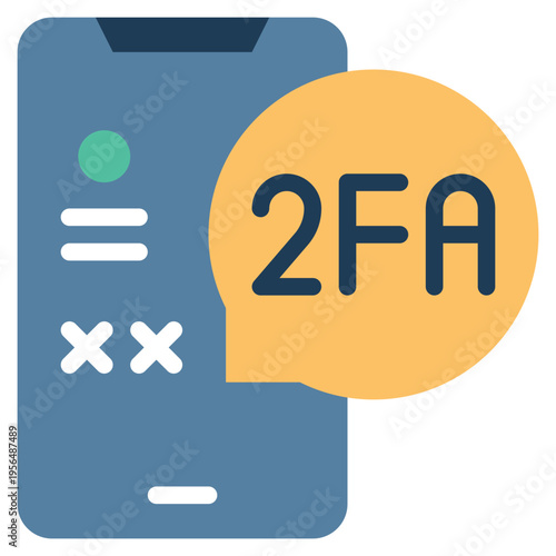 second secure otp 2fa number code protection privacy flat style icon