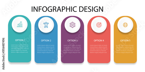 Business data visualization. Process chart. Elements of graph, diagram with 5 steps, options, parts or processes. ector illustration.  