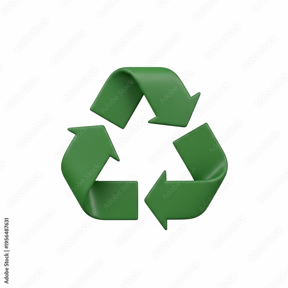 Obraz premium Green recycling symbol on white background.
