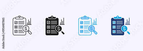 Valuation Icon Set Multiple Style Collection Element For Design