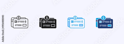 Credit Icon Set Multiple Style Collection Element For Design