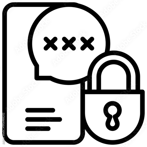key lock protection secure privacy cyber simple line icon