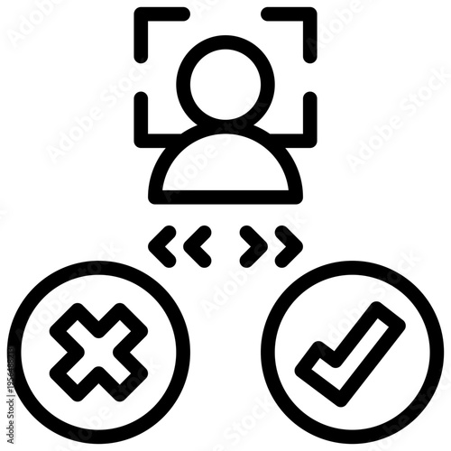 face scan check cyber online security privacy protection simple line icon