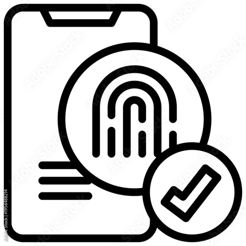 mobile online finger print confirm check verify identity privacy protection simple line icon