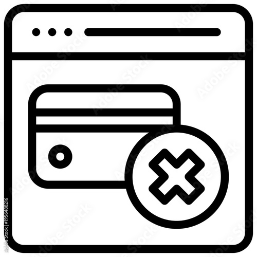 online payment credit card not share privacy protection simple line icon