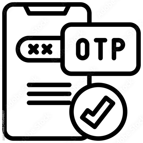 mobile otp number check 2fa verify identity privacy protection simple line icon