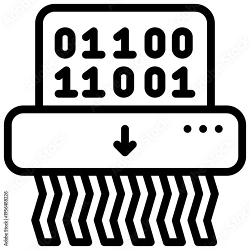 paper document report destroy binary code protection simple line icon