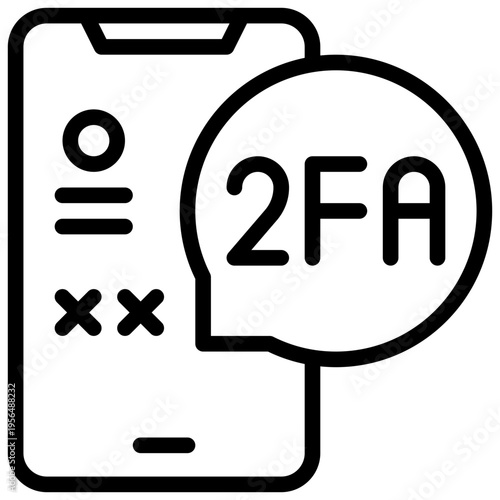 second secure otp 2fa number code protection privacy simple line icon