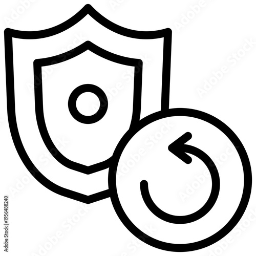 reload recheck update shield protection security program application simple line icon