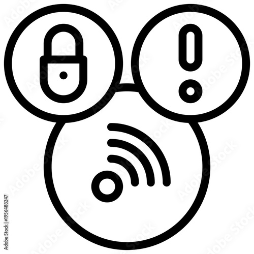 signal internet lock cyber protection security alert attention simple line icon