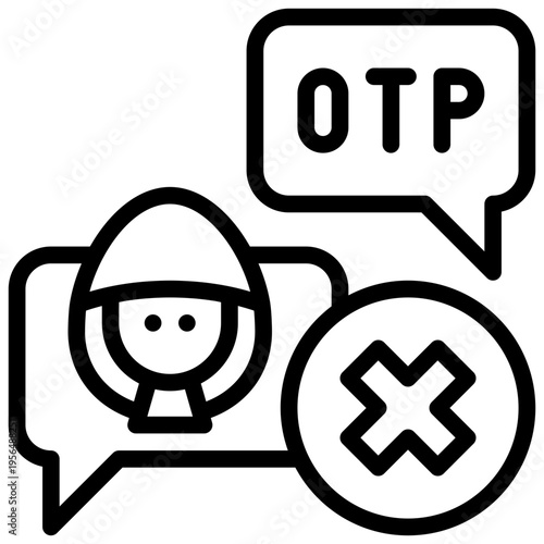 stop not tell otp number 2fa identity privacy protection simple line icon