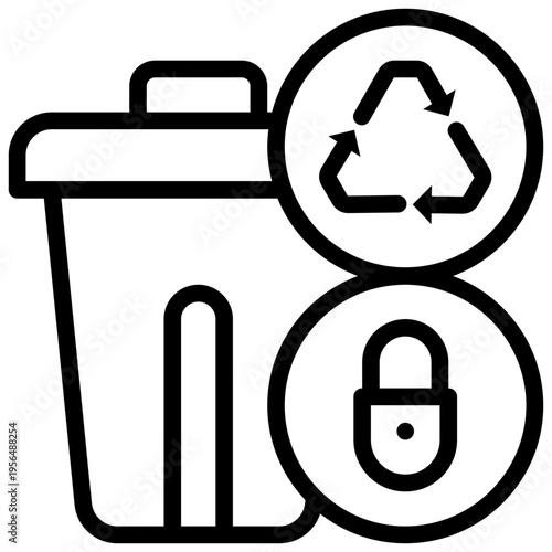 trash bin remove delete data lock privacy protection simple line icon