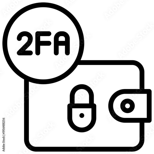 wallet 2fa otp verify identity privacy protection security simple line icon