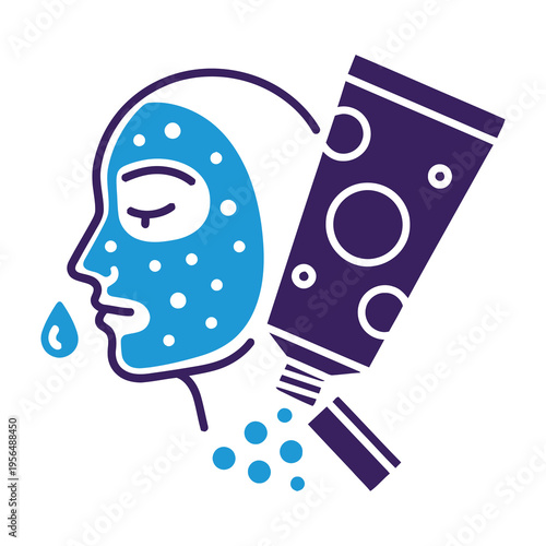 Woman applying face mask with cream tube skincare routine