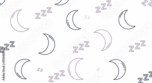 Crescent Moon Sleep Symbols Pattern.