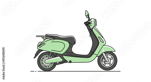 Green scooter vehicle transportation motorbike.
