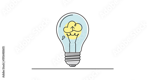 Light Bulb With Yellow Cloud Inside.