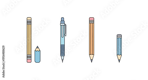 Colorful pencils and pens stationery.