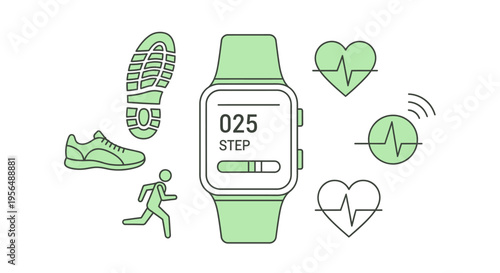 Smartwatch with fitness tracking features shown.