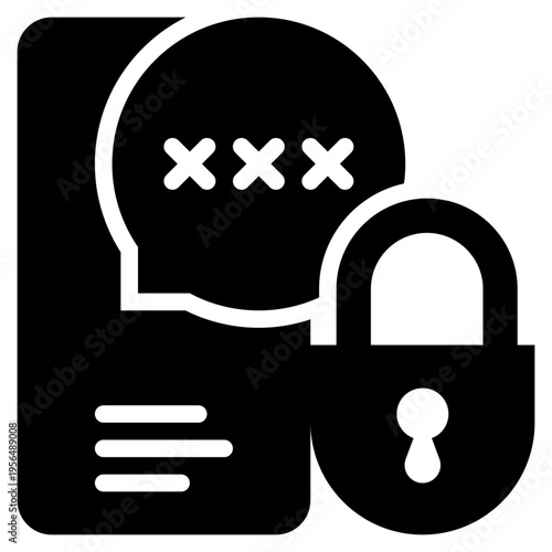 key lock protection secure privacy cyber solid glyph icon