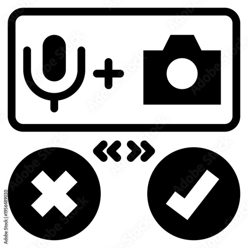 microphone camera request accept no allow privacy protection security solid glyph icon