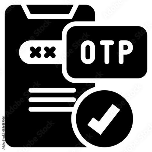 mobile otp number check 2fa verify identity privacy protection solid glyph icon