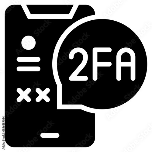second secure otp 2fa number code protection privacy solid glyph icon