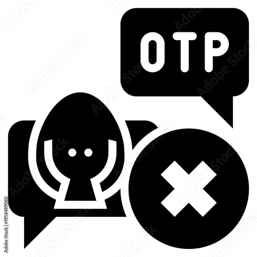 stop not tell otp number 2fa identity privacy protection solid glyph icon