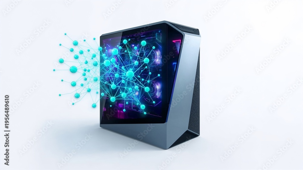 Fototapeta premium artificial intelligence computer network data processing concept