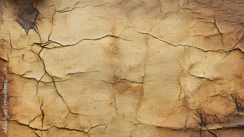 Vintage old paper background texture, brown aged crumpled parchment surface.