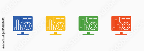Analytics Icon Set Color Multiple Style Collection Element For Design