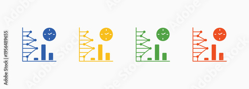 Regression Icon Set Color Multiple Style Collection Element For Design