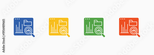 Data Icon Set Color Multiple Style Collection Element For Design