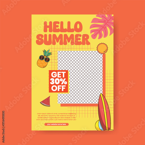 Summer Retro Vintage Flyer Poster Templates Summer Sale Discount Offer Minimal Template Summer Party Event Invitation Leaflet Brochure Cover Design Summer Background