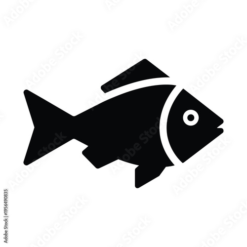 Fish icon silhouette for aquatic or seafood themes