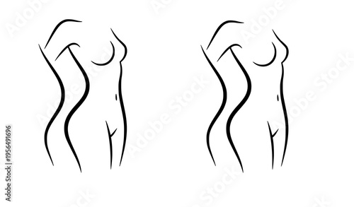 Minimal female body curves outline vector abstract elegant feminine silhouette lines