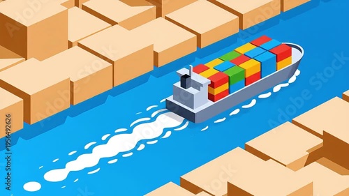 Wallpaper Mural Global Trade Concept Through Panama Canal Minimal Illustration Torontodigital.ca