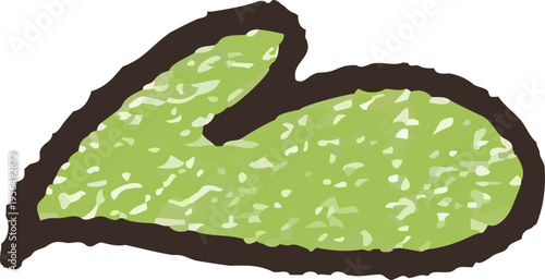 安らぎや自然をイメージした緑色の手描き風ハートイラスト