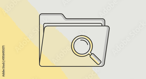 Vector illustration showcasing document discovery with a magnifying glass icon over folder