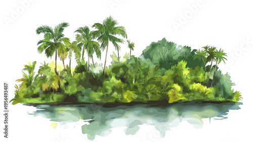 Amazon rainforest. Amazon rainforest hand drawn watercolor illustration