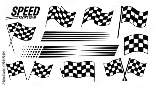 checkered racing flags and speed lines for graphic design